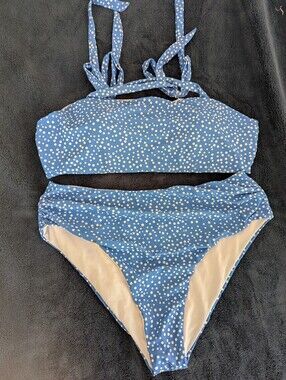 Blue Polka Dot Bikini Set